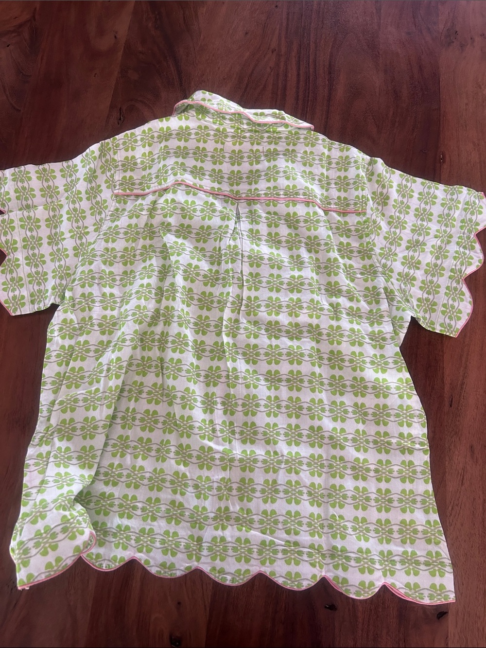 NWT Brooks Avenue Green Scalloped Pajama Set w/ Matching Bag Large - Picture 6 of 9